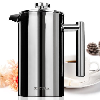 Secura 8-Cup French Press Coffee Maker Stainless Steel 1810 34-Ounce1000ml