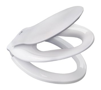 PottyEZ Kids/Adult Built-In Potty Training Elongated Toilet Seat for Long Toilets Bottom Mount Only Slow Closing Seats