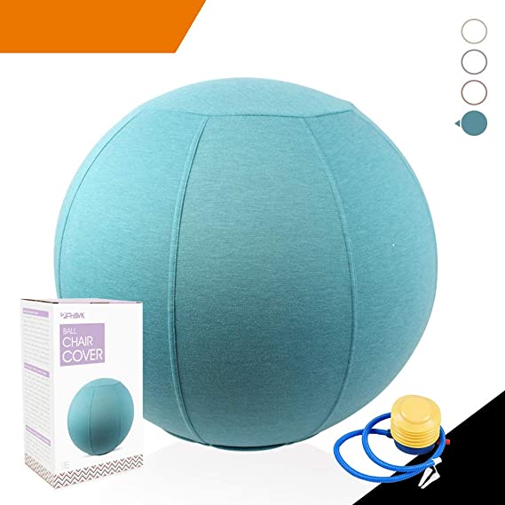 Sport Shiny Classic Balance Ball Chair,Stability Yoga Ball with Machine Washable Slipcover,Ergonomic Active Sitting Exercise Ball Chair, Multiple Size&Color Available,Quick Air Pump Included