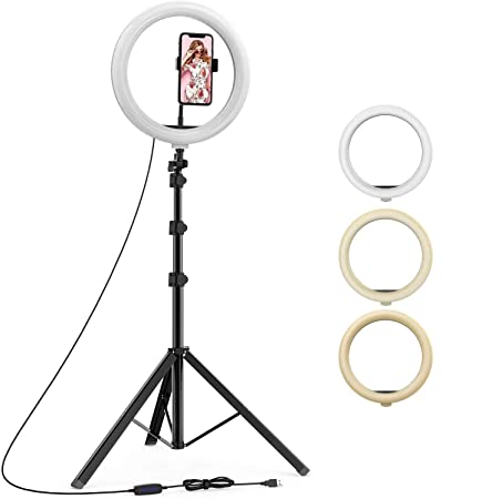SYL 18" inch Professional Big LED Ring Light with 9 Feet Tripod Stand with 3 Color Modes Dimmable Lighting | for YouTube | Photo-Shoot | Video Shoot | Live Stream | Makeup and Vlogging