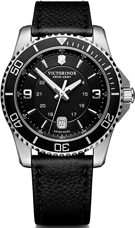 Victorinox Maverick Black Dial Black Leather Men's Watch 241862