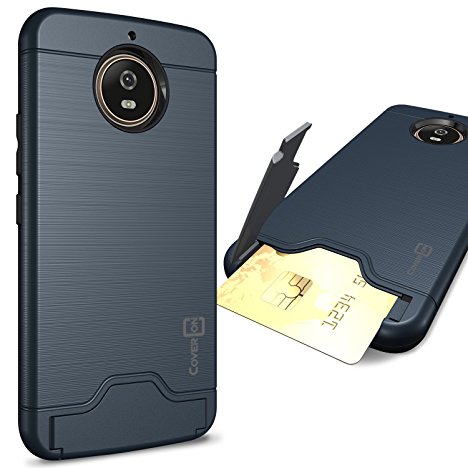 Moto G5S Case, CoverON [SecureCard Series] Slim Fit Protective Hard Hybrid Cover with Credit Card Slot and Kickstand Phone Case for Motorola Moto G5S - Navy