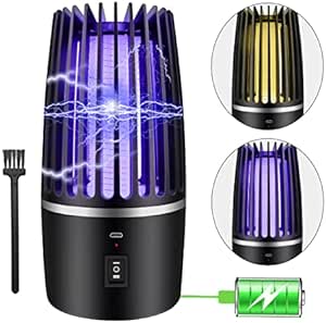 Electric Fly Catcher, Portable Bug Zapper, 4000mAh Rechargeable Mosquito Killer, 2 in 1 Killer with UV Lamp And Lighting Lamp,360° Attract Zap Flying Insect For Indoor Outdoor, Backyard Camping