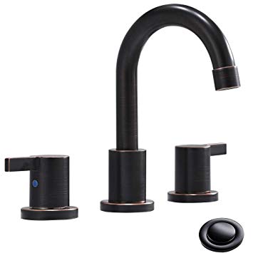 Phiestina Two-Handle 8 inch Widespread Bathroom Faucet with Valve And Metal Pop-Up Drain, Oil Rubbed Bronze, WF015-1-ORB