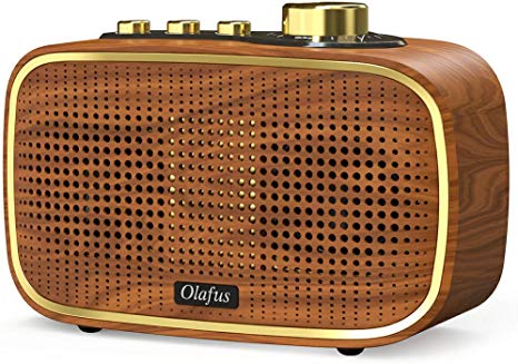 Olafus Retro Bluetooth Speaker, 20W Wireless Vintage Wood Speakers, Powerful HD Sound Rechargeable Speaker, 20H Playtime, Bluetooth V5.0, IPX5 Waterproof, Built-in Micro, AUX Wired Speaker for Bedroom