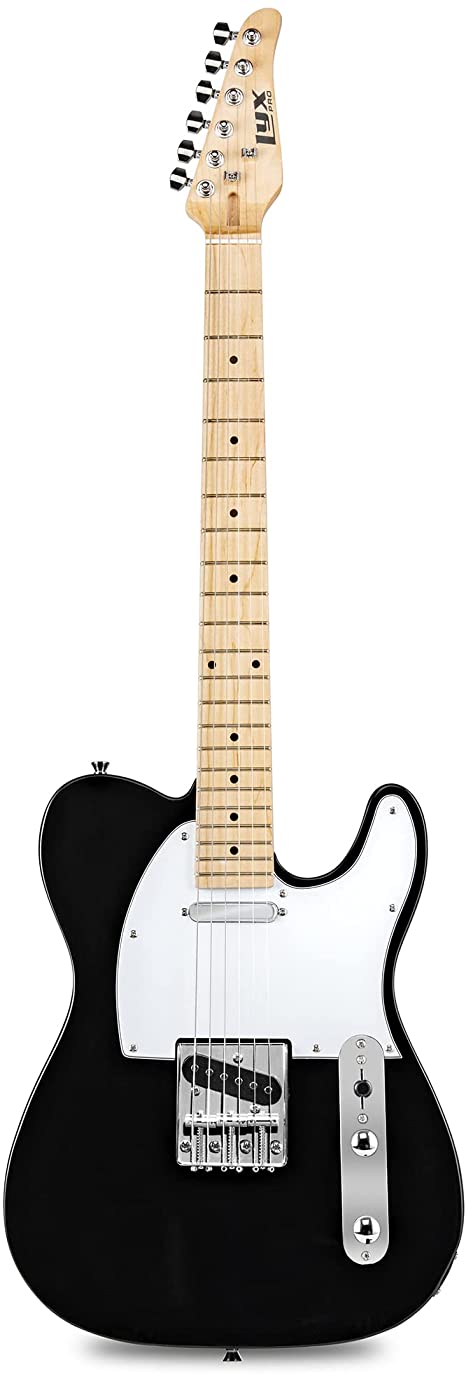 LyxPro 39” Electric Telecaster Guitar | Solid Full-Size Paulownia Wood Body, 3-Ply Pickguard, C-Shape Neck, Ashtray Bridge, Quality Gear Tuners, 3-Way Switch & Volume/Tone Controls | 2 Picks Included
