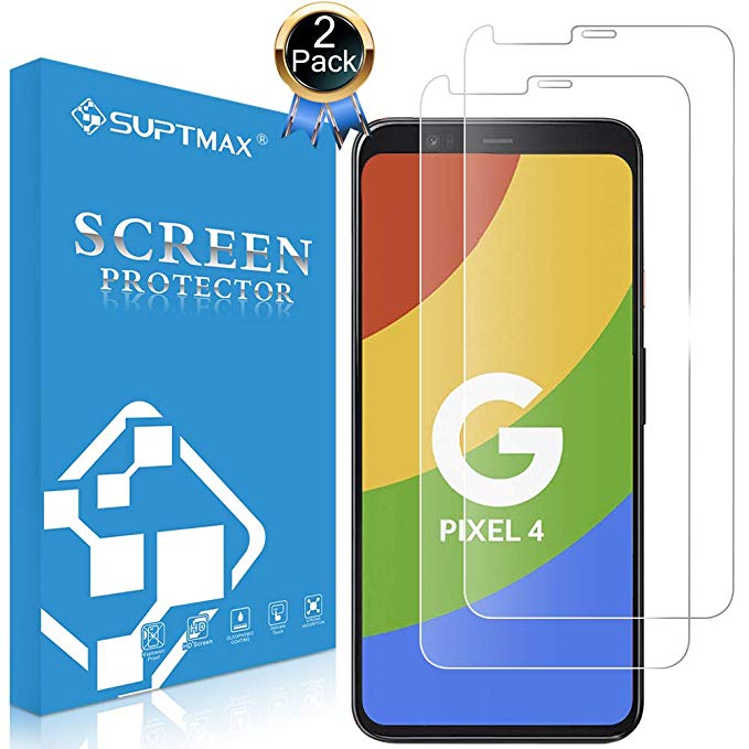 SUPTMAX Screen Protector for Google Pixel 4 [Case Friendly] Google Pixel 4 Tempered Glass [Easy Intsallation][Full Adhesive] Google Pixel 4 Screen Protector Glass