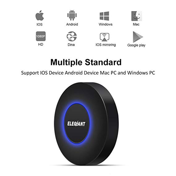 WiFi Display Dongle, ELEGIANT WiFi Wireless 1080P Mini Display Receiver HD AV Dual Output Miracast DLNA Airplay for iOS/Android / Windows/Mac