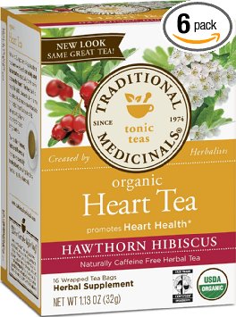 Traditional Medicinals Organic Heart Tea, 16 -Count Tea Bags, (Pack of 6)