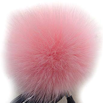 Dikoaina Faux Fox Fur Pom Pom Keychain Bag Purse Charm Gold Ring Fluffy Fur Ball