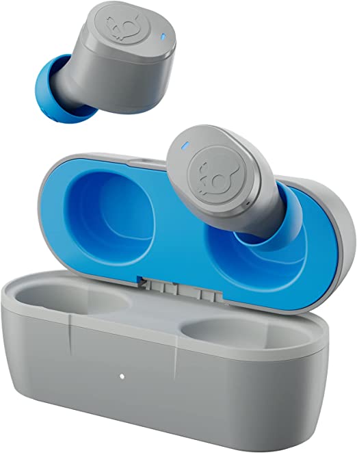 Skullcandy Jib True 2 Wireless Bluetooth Earbuds for iPhone and Android with Microphone / 33 Hour Battery / Charging Case / Great for Gym, Sports, and Gaming / IPX4 Water/Dust Resistant - Grey/Blue