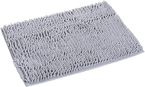 Non-Slip Bath Rug,Extra Soft Microfiber Bedroom Shag Carpet with Anti-Slip Backing,Water/Dust Absorbent Fast Dry Shower Mat,Sound Insulated Stairs Pad,Machine Washable (Grey,15 x 23 Inches)