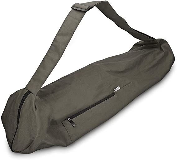 Navaris XXL Yoga Mat Bag - Cotton Yoga Bag with Zipper Pocket and Closure 28.3 x 11.4 inches (72 x 29cm) Extra Large Tote Bag