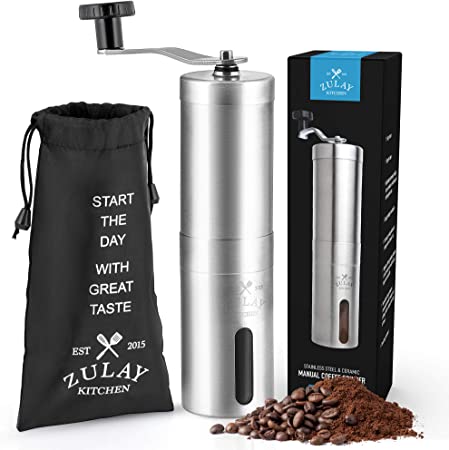 Zulay Kitchen Stainless Steel Manual Burr Adjustable Coffee Grinder