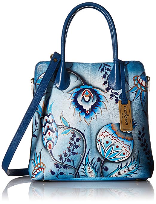 Anuschka Handpainted Leather Medium Expandable Convertible Tote,Summer Tryst