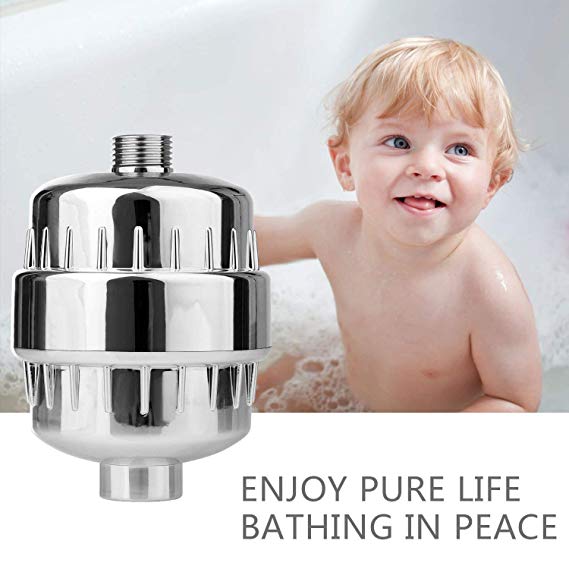 Shower Filter 15 Stages High Output Water Filter with Two Filter Cartridges Remove Chlorine Heavy Metals Colibacillus Water Impurities Protect Sensitive Skin For Baby Pregnant Women