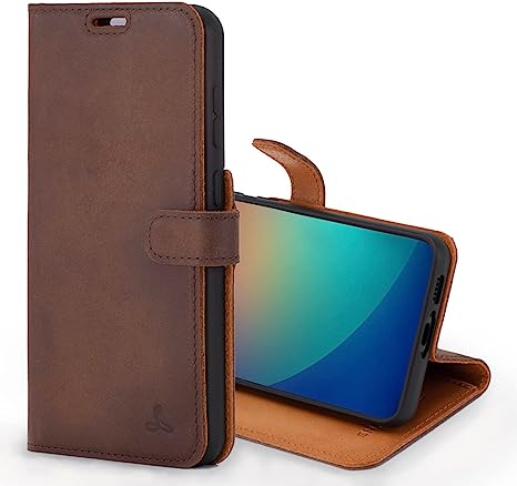 Snakehive Samsung Galaxy S23 Leather Case | Genuine Leather Wallet Phone Case with Card Holder | Flip Folio Case/Cover with Stand | Compatible with Samsung Galaxy S23 | (Brown)