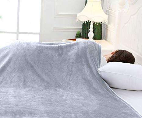 FRK Fleece Throw Blanket for Couch Soft Plush Gray Twin Size Lightweight Blankets and Throws