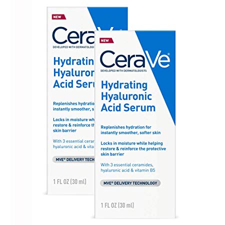 CeraVe Hyaluronic Acid Face Serum | 2 Pack, 1 Oz Each | Hydrating Serum for Face With Vitamin B5 | for Normal To Dry Skin | Paraben & Fragrance Free