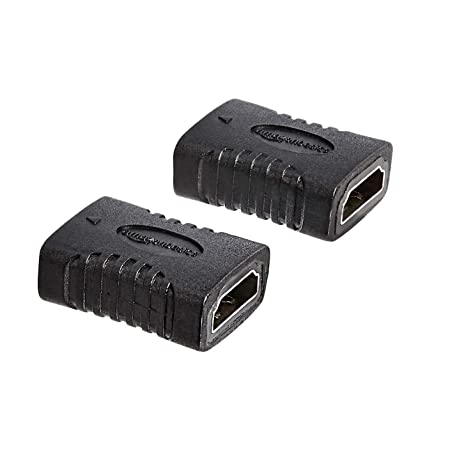 Basics HDMI Female to Female Coupler Adapter (2 Pack), 29 x 22mm,  Black
