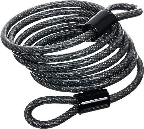 BRINKS - 6 ft x 1/4" Flexible Steel Loop Cable - Heavy Duty Vinyl Wrap for Corrosion Protection