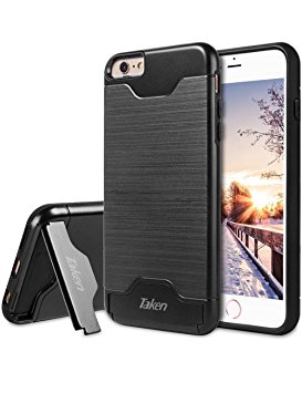 iPhone 6S Case,Taken Shockproof Hybrid Case Cover with Card Slot & Holder for Apple iPhone 6/6S,Black