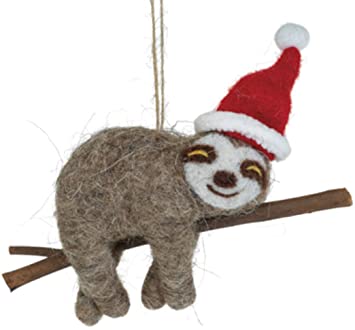 COCO Santa Sloth Wool Christmas Tree Ornament, Sloths Zoo Animal Holiday Collections