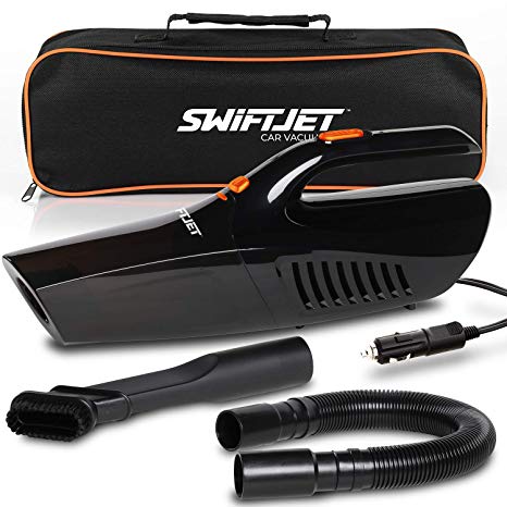 SwiftJet Car Vacuum Cleaner - 2020 Model - High Powered 5 KPA Suction Handheld Automotive Vacuum - 12V DC 120 Watt - 14.5" Cord - Multiple Attachments