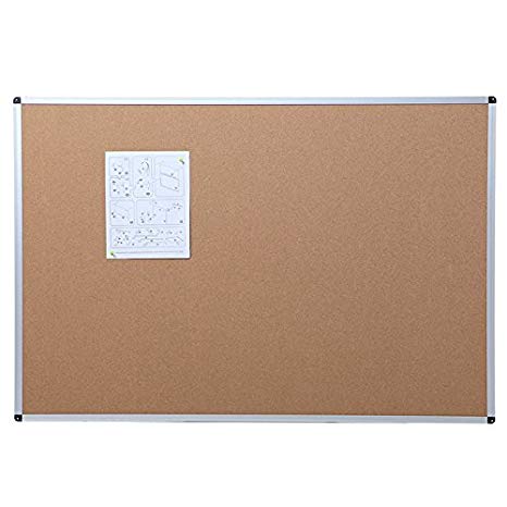 VIZ-PRO Cork Notice Board, 90x60cm, Silver Aluminium Frame