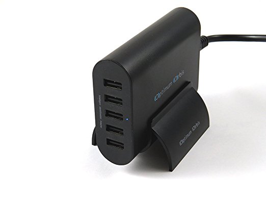 Optimum Orbis 5 Port Desktop USB Wall Charger Travel Power Adapter for Iphone 6 Plus 5s 5c 5 4s, Ipad Air Mini, Samsung Tablets, Galaxy S5 S4 S3, Galaxy Note 4 3 2, Lg G3, Smartphones, Tablets, Ipods, Most Other 5v Usb-charged Devices (Black)