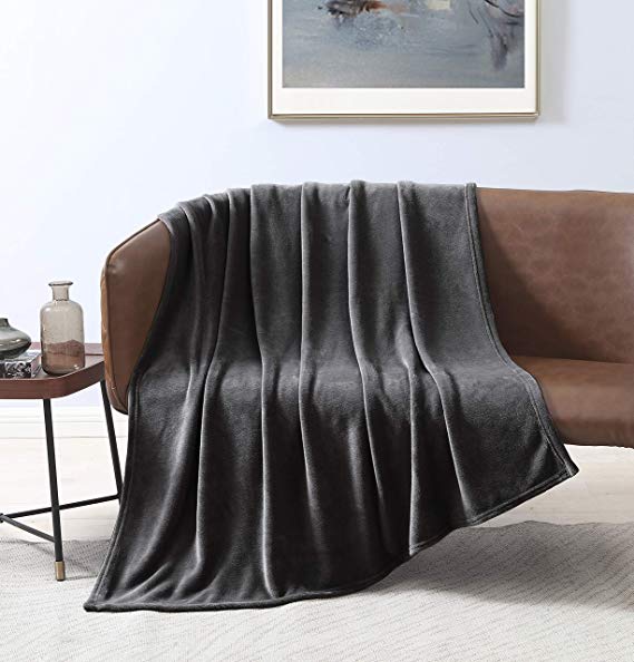 Love's cabin Flannel Fleece Blanket Throw Size Ash Black Throw Blanket for Couch, Extra Soft Double Side Fuzzy Plush Fall Blanket, Fluffy Cozy Blanket for Adults Kids Pet (Lightweight,Non Shedding)