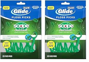 Oral-B Glide with Scope Outlast Dental Floss Picks, Mint, 225 Picks (Pack of 2), Green