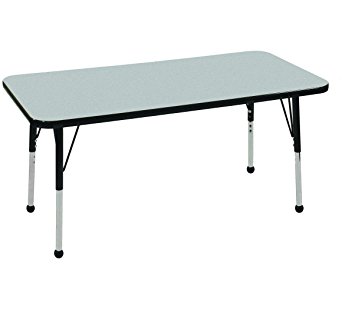 ECR4Kids 24" x 48" Rectangular Activity Table, Standard Legs w/ Ball Glides (Gray Top/Black Edge)