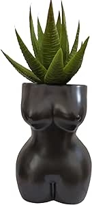 Cute 4.7 inch Indoor Body Shaped Ceramic Succulent Cactus Air Plant Body Art Modern Flower Pots Planter - Plant Not Included (Black)