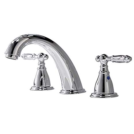 Phiestina Commercial Solid Brass Lavatory Three Holes Two Handle Chrome Bathroom Faucet, Without Drain