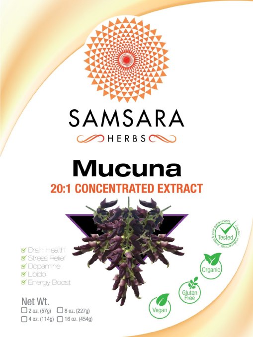 Mucuna Pruriens Extract Powder (2oz/57g) (Kapikachhu, Velvet bean) ORGANIC - Dopamine, L-DOPA, Relaxation, Sleep