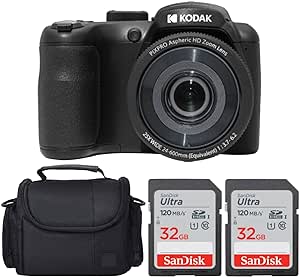 Kodak PIXPRO AZ255 Digital Camera   SanDisk 32GB Memory Card (2)   Digital Camera/Video Case (Black)