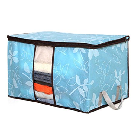San Tokra 2Pcs Foldable Home Quilt Pillow Blanket Clothing Storage Bag Flower Printed Container Box