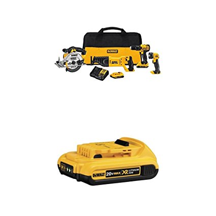 DEWALT DCK423D2 20V MAX 4-Tool Combo Kit with 20V MAX 2.0AH Compact XR Li-Ion Battery