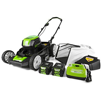 GreenWorks Pro GLM801601 80V 21-Inch Cordless Lawn Mower, (2) 2AH Batteries and a Charger Included