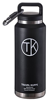 TK Camper Travel Kuppe Vacuum Insulated Stainless Steel Bottle with Wide Opening Camper Lid - Keeps Hot & Cold Beverages Up To 48 Hours - Best Double Walled Canteen