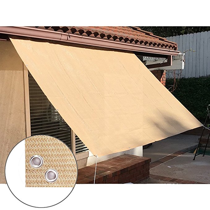 Alion Home Sun Shade Panel Privacy Screen with Grommets on 4 Sides for Outdoor, Patio, Awning, Window Cover, Pergola or Gazebo -200 GSM (6' x 5', Banha Beige)