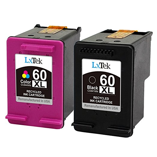 LxTek Remanufactured Ink Cartridge Replacement with Ink Level For HP 60 60XL High Yield (1 Black|1 Tri-Color) Compatible With HP Envy 120 100 110 114 Deskjet F4480 F4280 D1600 Photosmart D110A C4680