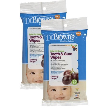 Dr Browns Tooth and Gum Wipes - Glowing Grape - 30 Pk Set of Two