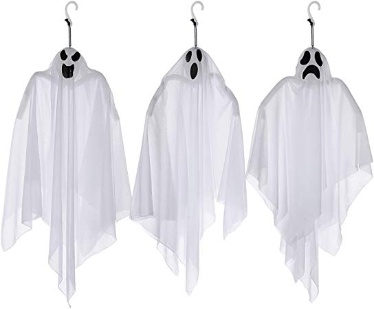 Aobuy 25" Hanging Ghost Halloween Decorations,Flying Ghost Halloween Decor Props for Outdoor Indoor and Party Decorations-3pack…