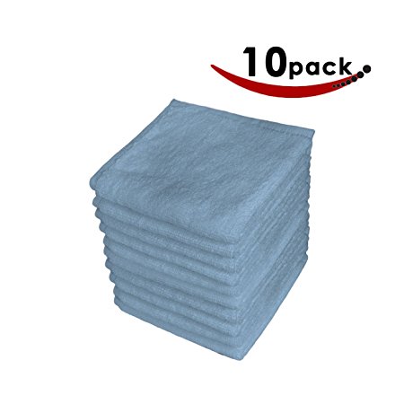 Washcloths-Hand-Face Towels -10 Pack-600-GSM, 100% Cotton, Light Blue, Extra Soft Low Twist Ring Spun Yarn Cotton Washcloths, Highly Absorbent - by Pacific Linens (Lt. Blue)