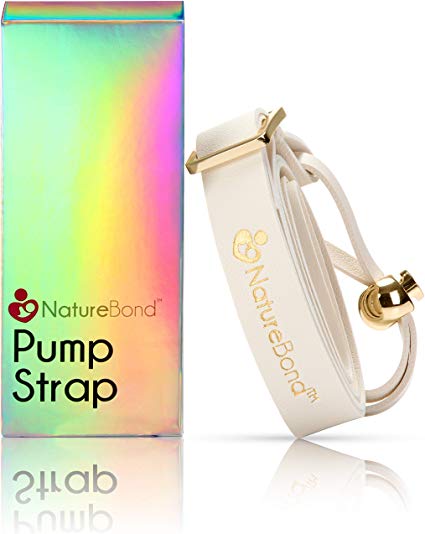 NatureBond Pump Strap for Silicone Breast Pump/Breastfeeding/Breastmilk Saver - PU Leather Ivory Color in Hologram Gift Box