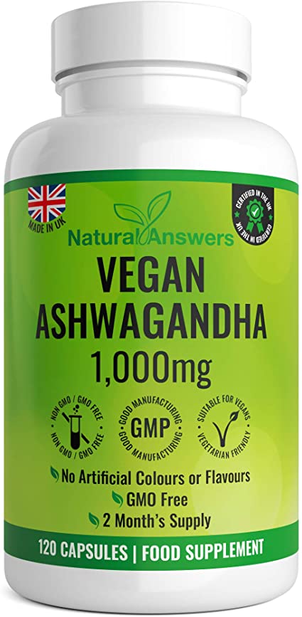 Ashwagandha 1000mg | Premium Natural Supplement | 120 Vegan Capsules | 2 Month Supply | UK Manufactured by Trusted Brand | Ashwagandha Capsules | Ashwaghanda UK | Ashwagandha Powder