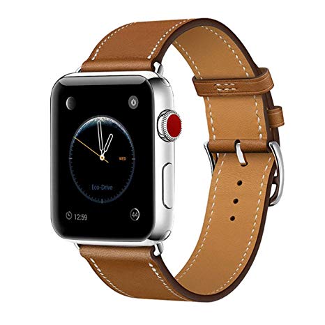 Leather Band Compatible with iWatch 40mm 38mm Genuine Leather Strap Watch Bands Replacement for iWatch Series 5 Series 4 Series 3 Series 2 Series 1 38 mm/40 mm Bracelet Loop Brown