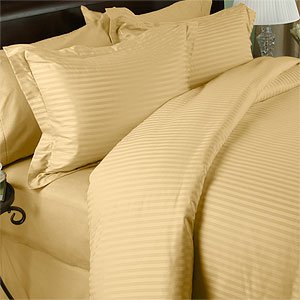 Egyptian Bedding Blue Stripe 800 Thread Count Cotton Expanded Queen 5 Piece Bed Sheet Set with  Duvet Cover, Gold